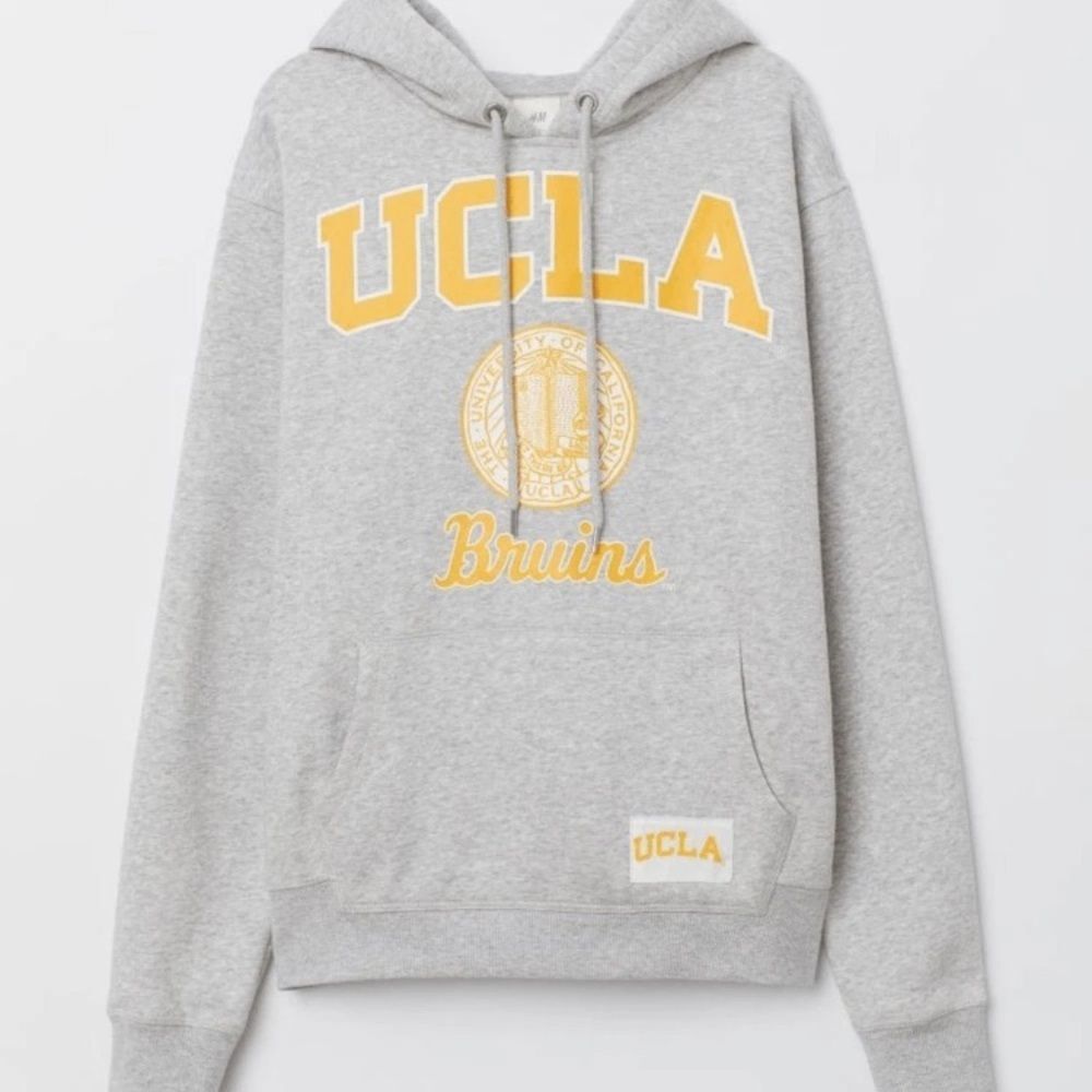 H.M L O G G Gray and Yellow Hoodie Sweater Size L